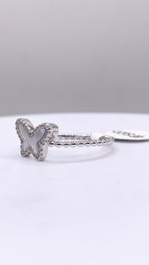 Butterfly Ball Ring In Silver With CZ