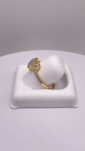 0.21 CT. Natural Diamond Heart Ring Set In 10 KT Yellow Gold