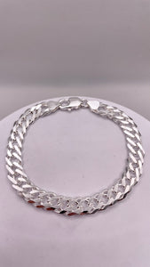 8mm Double Curb Link Chain/Bracelet In Silver