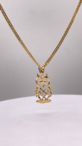Owl Pendent & Curb Link Chain In 10 KT Yellow Gold
