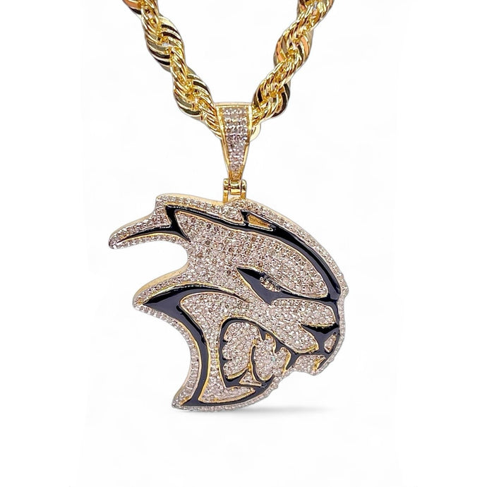 1.30 CT. Natural Diamond HellCat Pendent With Black Enamel In 10 KT Yellow Gold
