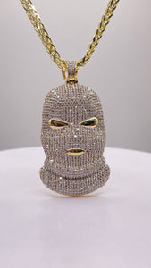 2.30 CT. Natural Diamonds Ski Mask Balaclava Pendent In 10 KT Yellow Gold