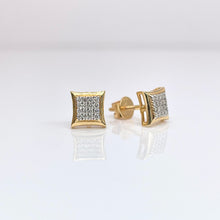 Load image into Gallery viewer, 0.11 CT. Natural Diamond Square Shape Stud Earrings In 14 KT Yellow Gold