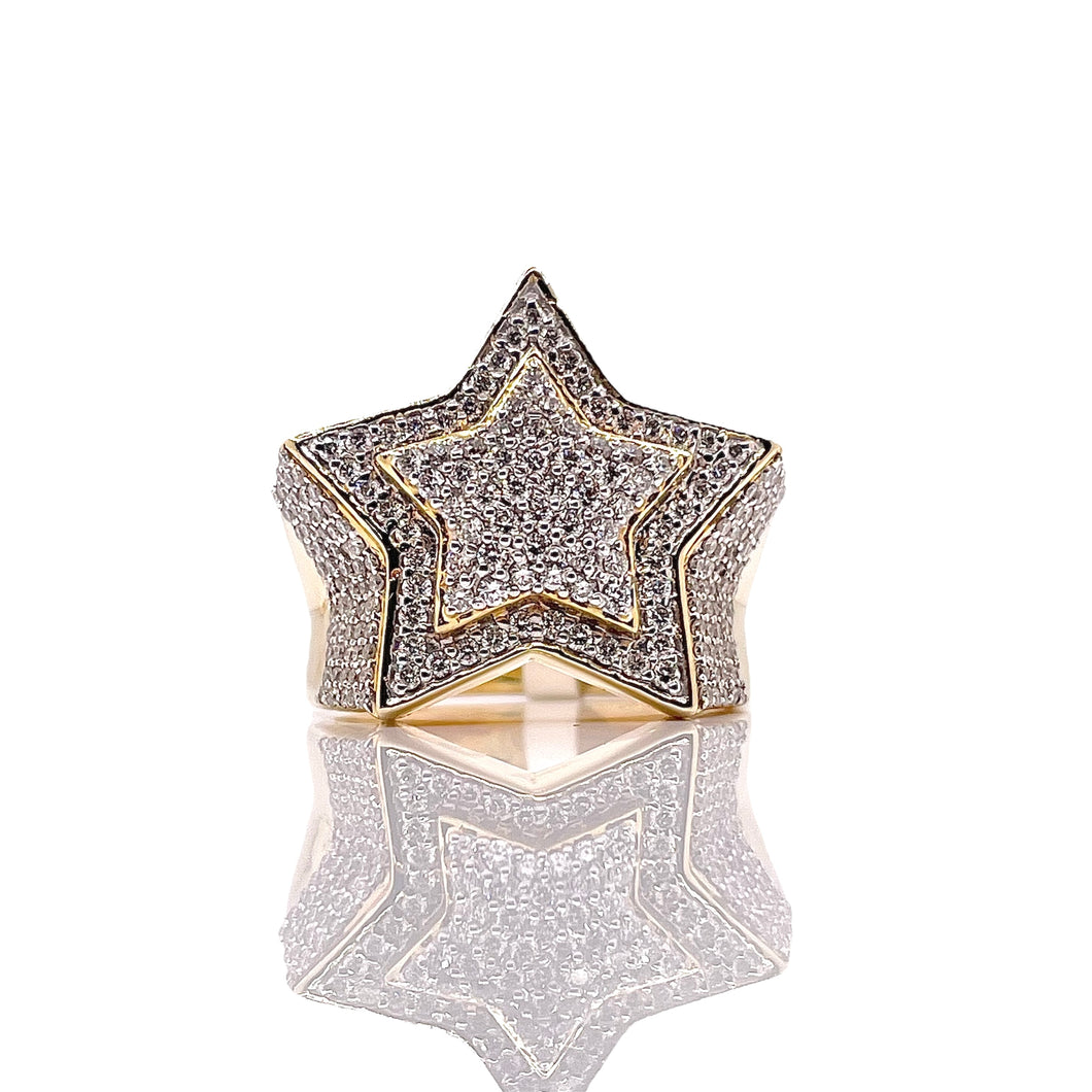 1.46 CT. Natural Diamond Star Ring In 10 KT Yellow Gold