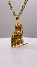 Load image into Gallery viewer, OVO Owl Pendent &amp; Rope Chain Combo In 10 KT Yellow Gold