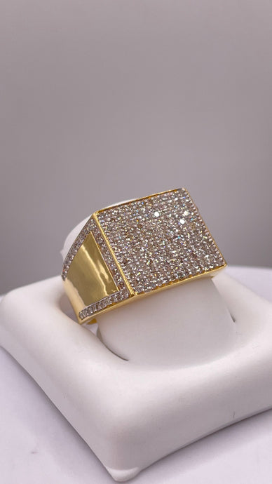 0.86 CT. Natural Diamond Men’s Square Ring In 10 KT Yellow Gold