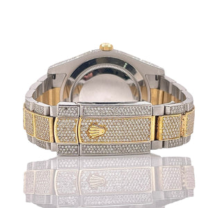 41mm Two-Tone DateJust Rolex With Diamond Roman Numeral Black Dial