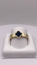 Load image into Gallery viewer, Clover Ring In 10 KT Yellow Gold With Black Enamel