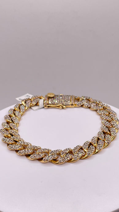 10.0 CT. Natural Diamond Miami Cuban Bracelet In 10 KT Yellow Gold