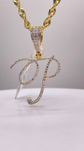 0.44 CT. Natural Diamond Initial P Pendant In 10 KT Yellow Gold