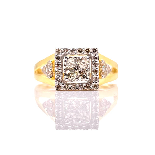 0.50 CT. Natural Diamond Women’s Square Shape Ring In 10 KT Yellow Gold