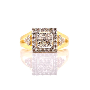 0.50 CT. Natural Diamond Women’s Square Shape Ring In 10 KT Yellow Gold