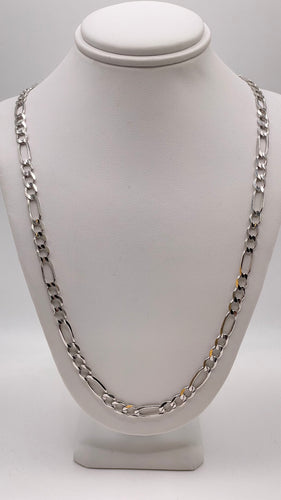 5mm Figaro Link Chain In 10 KT White Gold