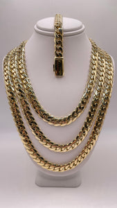 9mm Solid Miami Cuban Link Chain/Bracelet In 10 KT Yellow Gold