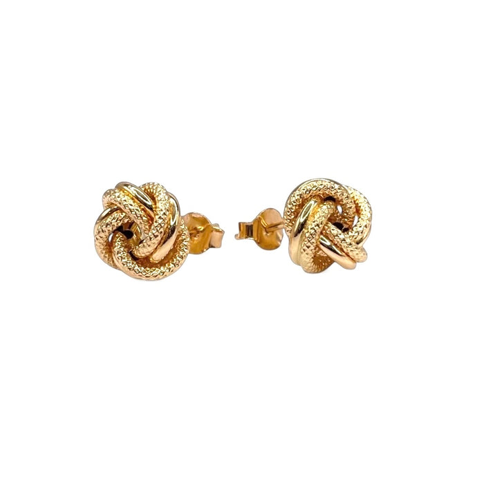 Love Knot Stud Earrings In 18 KT Yellow Gold