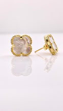 Load image into Gallery viewer, Clover Earrings In 10 KT Yellow Gold With White Mother-Of-Pearl