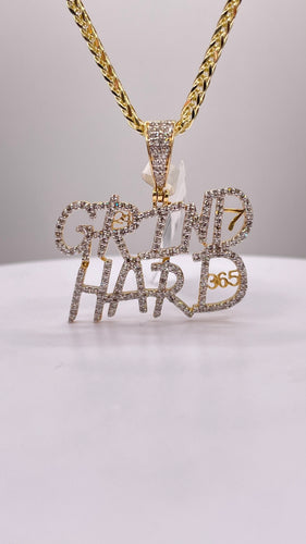 0.78 CT. Natural Diamond Grind Hard 24/7 365 Pendant In 10 KT Yellow Gold