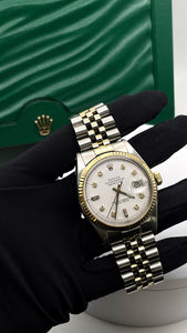 36mm DateJust Rolex White Diamond Dial