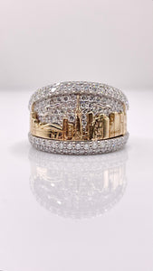 6.45 CT. Natural Diamond Skyline Men’s Ring In 10 KT Yellow & White Gold