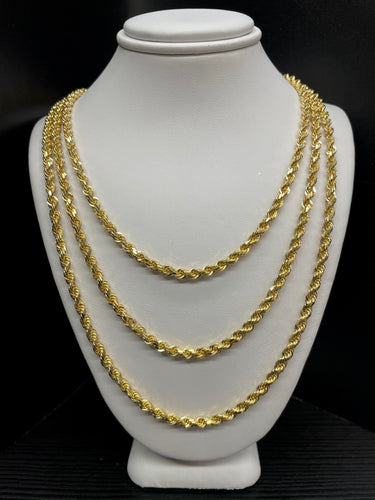 3.5mm Solid Rope Chain In 10 KT Yellow Gold