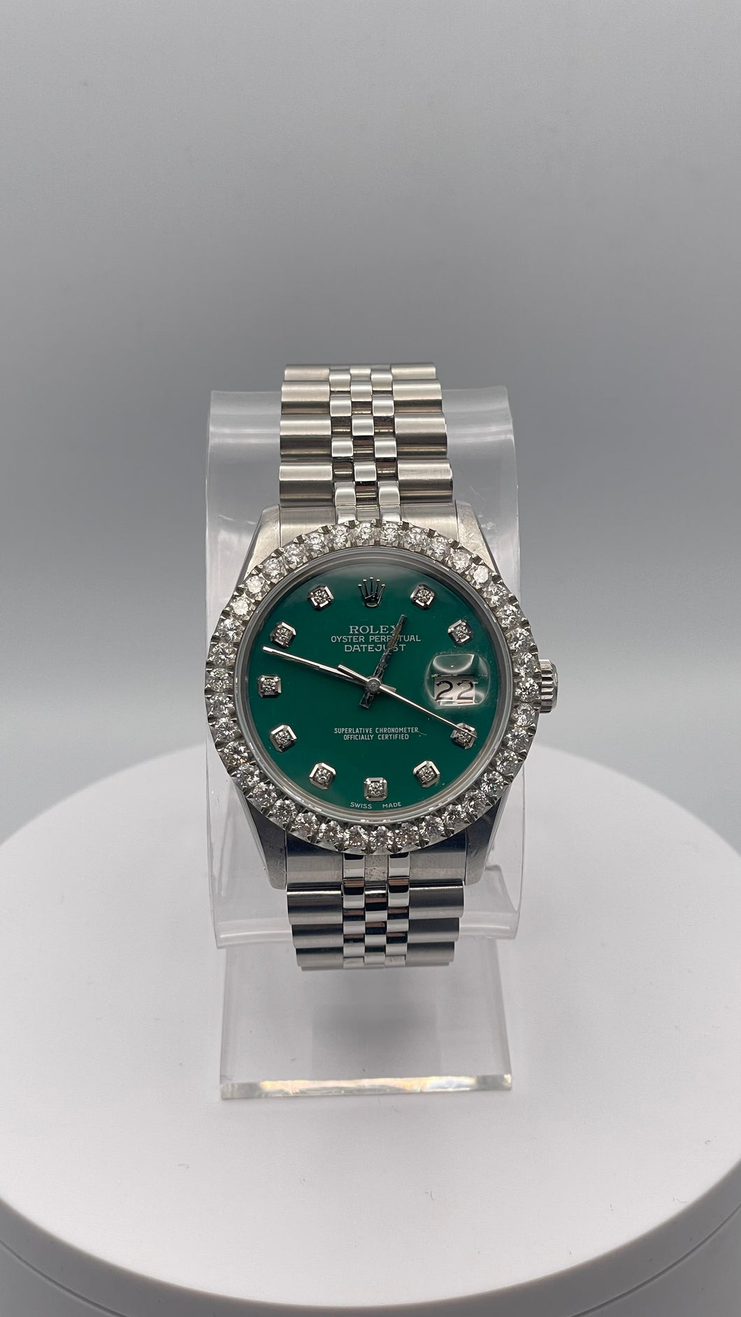 36mm DateJust Rolex With Green Diamond Dial