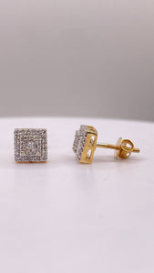 0.24 CT. Natural Diamond Square Shape Stud Earrings In 14 KT Yellow Gold