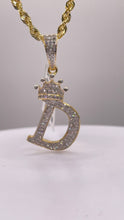 Load image into Gallery viewer, 0.66 CT. Natural Diamond Initial D Pendent With Crown In 10 KT Yellow Gold