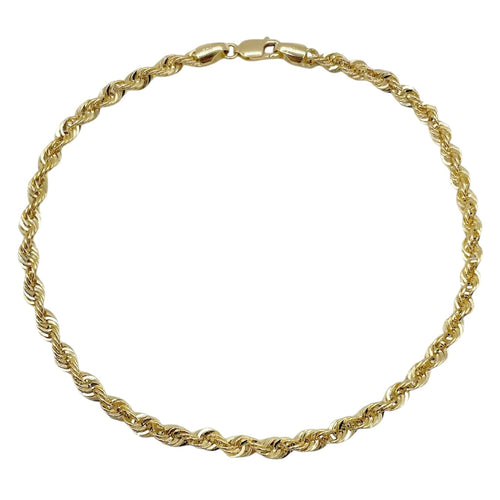 3.8mm Diamond-Cut Rope Anklet In 10 KT Yellow Gold