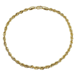 3.8mm Diamond-Cut Rope Anklet In 10 KT Yellow Gold