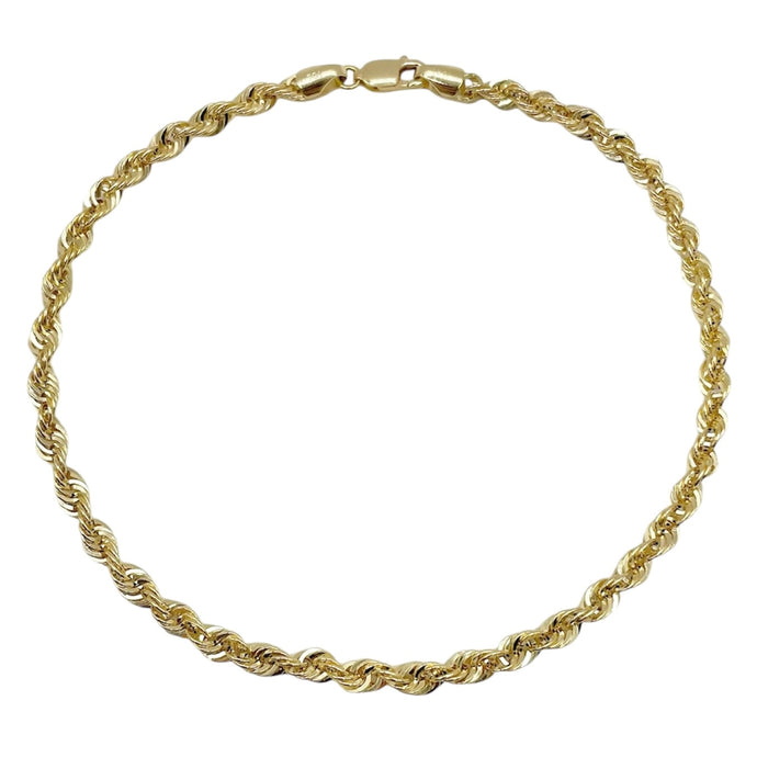 3.8mm Diamond-Cut Rope Anklet In 10 KT Yellow Gold