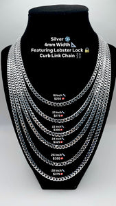 4mm Curb Link Chain In Silver