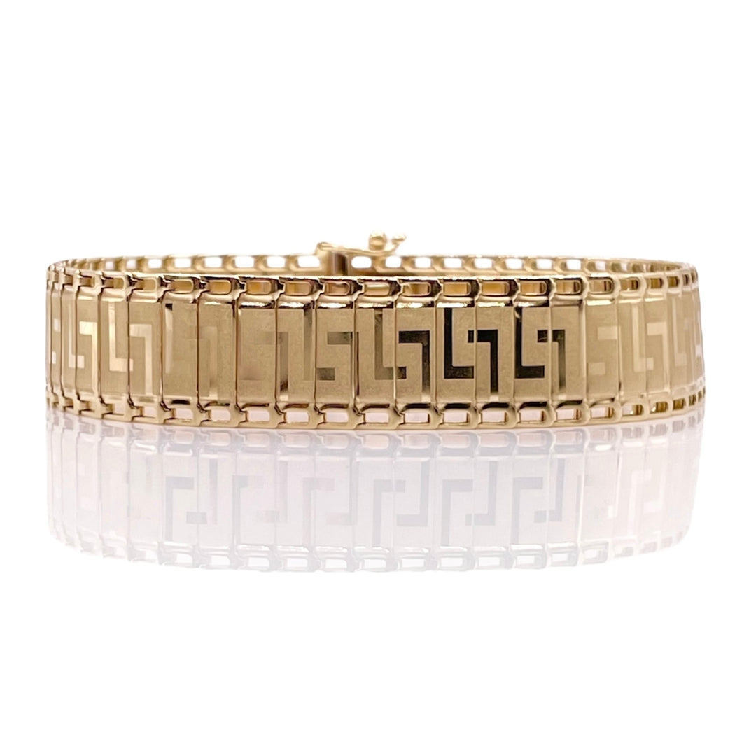 13mm 14 KT Greek Key Design Women’s Bracelet