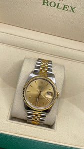 36mm Two-Tone DateJust Rolex Watch With Champagne Dial