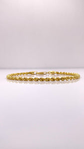 2.6mm Semi-Solid Rope Chain/Bracelet In 10 KT Yellow Gold