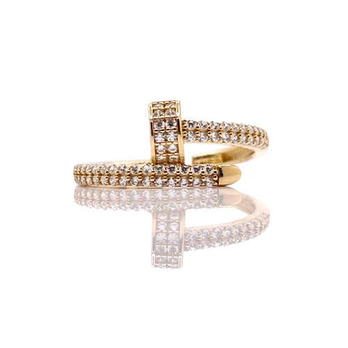 Nail Ring In 10 KT Yellow Gold With CZ