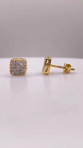 0.15 CT. Natural Diamond Square Shape Stud Earrings In 10 KT Yellow Gold