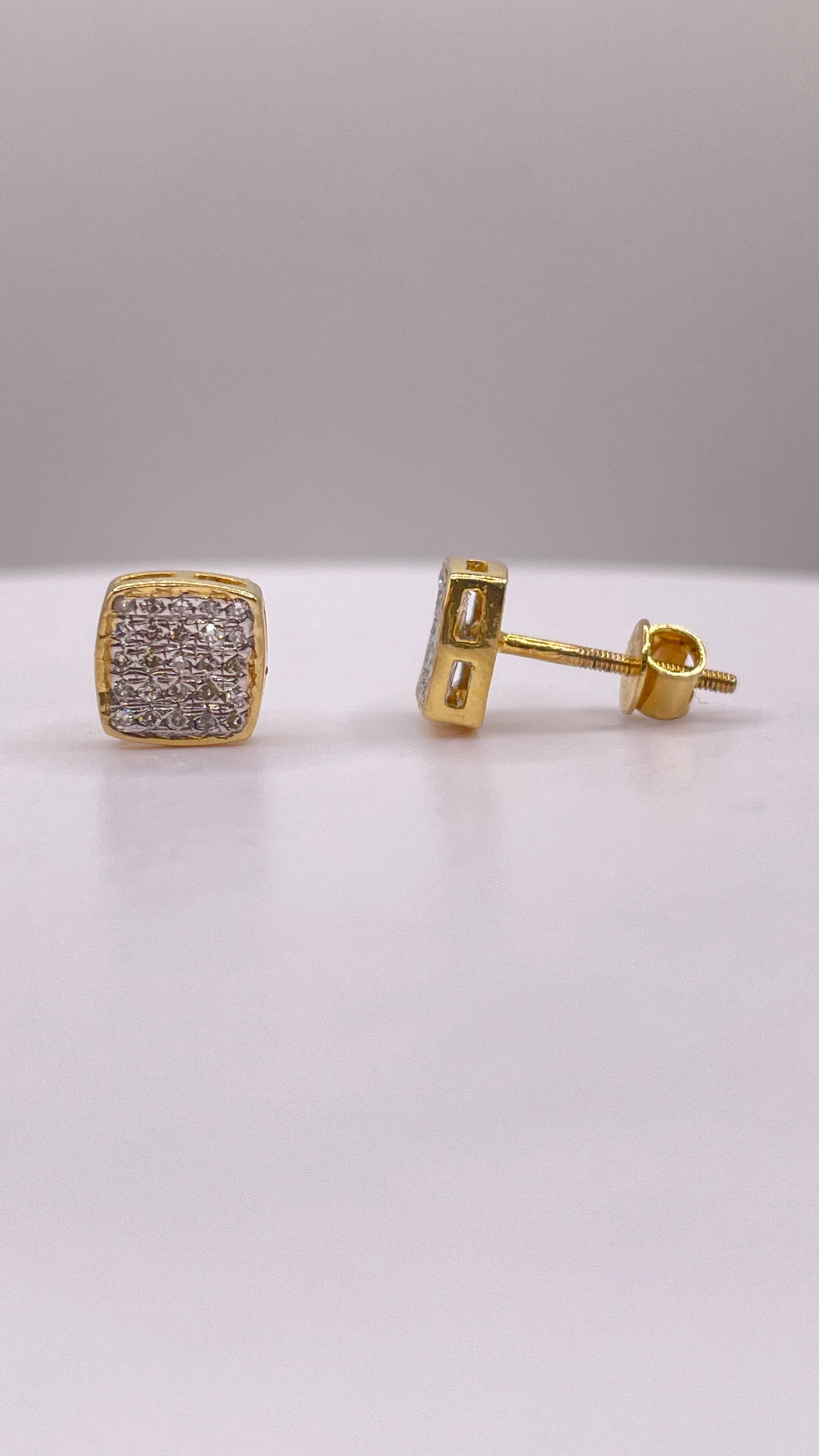 0.15 CT. Natural Diamond Square Shape Stud Earrings In 10 KT Yellow Gold