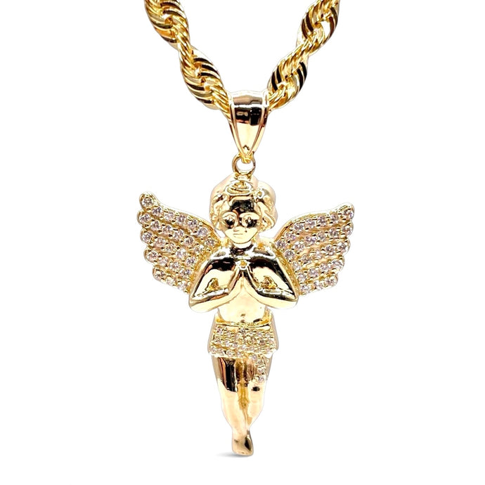 Angel Pendent In 10 KT Yellow Gold With CZ