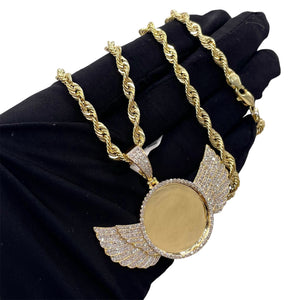 1.13 CT. Natural Diamond Angel Memorial Pendant In 10 KT Yellow Gold
