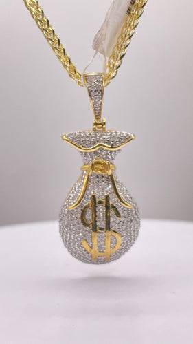 0.88 CT. Natural Diamond Money Bag Pendant In 10 KT Yellow Gold