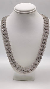 14mm Moissanite Miami Cuban Link Chain In Silver