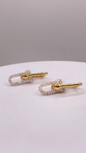 Load image into Gallery viewer, 18 KT Yellow Gold Fancy Link Earring’s With Cubic Zirconias