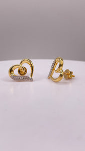 0.04 CT. Natural Diamond Heart Shape Stud Earrings In 10 KT Yellow Gold