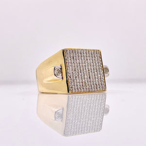 0.73 CT. Natural Diamond Square Shape Men’s Ring In 10 KT Yellow Gold
