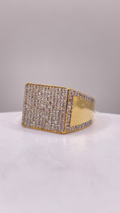 0.86 CT. Natural Diamond Men’s Square Ring In 10 KT Yellow Gold