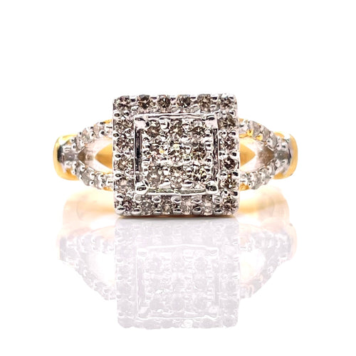 0.55 CT. Natural Diamond Women’s Square Shape Ring In 10 KT Yellow Gold