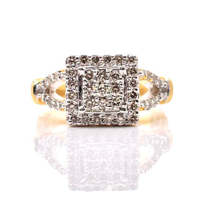 0.55 CT. Natural Diamond Women’s Square Shape Ring In 10 KT Yellow Gold