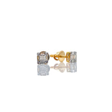 Load image into Gallery viewer, 0.13 CT. Natural Diamond Square Shape Stud Earrings In 10 KT Yellow Gold