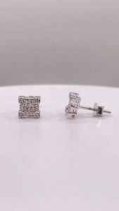 0.14 CT. Natural Diamond Square Shape Stud Earrings In 10 KT White Gold