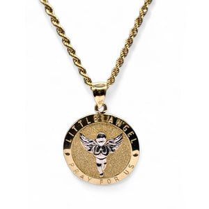 Angel Pendent & Rope Chain Combo In 10 KT Yellow Gold
